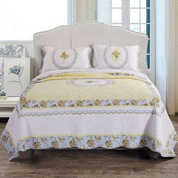

comforters & sets embossed quilt set 3pcs cotton quilts quilted bedspreads for bed cover pillowcase king queen size franch coverlet chausub