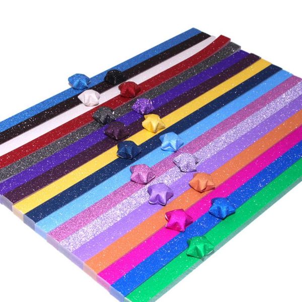 

320pcs glitter origami star folding paper rainbow five star paper for diy craft (mixed color)