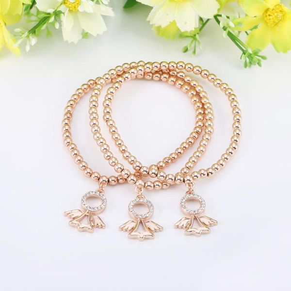 Braccialetti con ciondoli 3 pezzi ciondoli ad angolo di cristallo catena di perline elastiche donna argento oro gioielli a mano alla moda regali di moda 2021 goccia