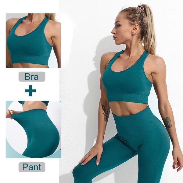 

yoga outfit 2pcs/set sports bra+leggings high waist workout pants crop gym clothing women seamless sportswear fitness suit