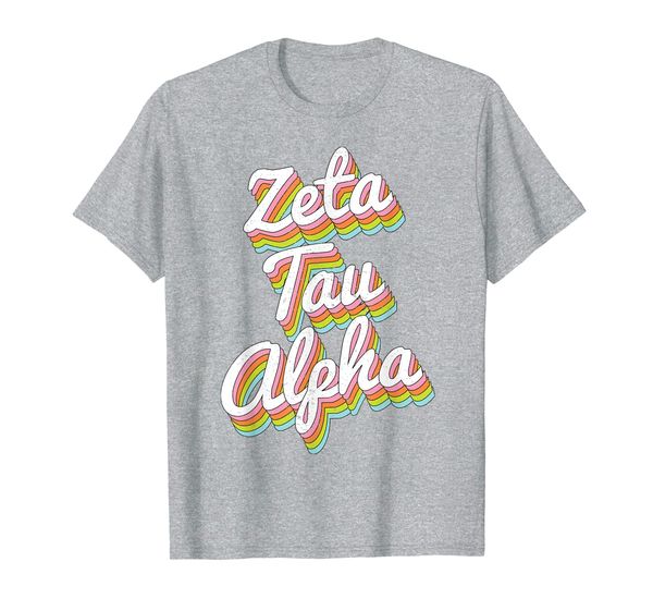 

zeta tau alpha pledge rush sorority vintage zta rainbow t-shirt, White;black