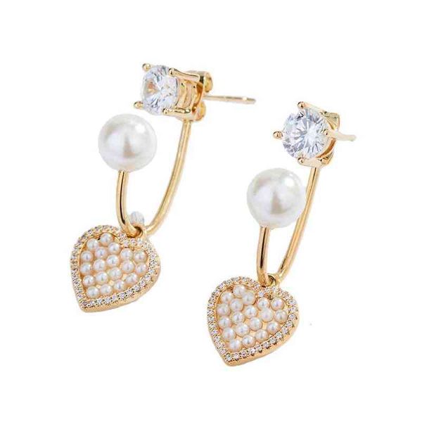 

ins small fragrance love earrings women's long simple temperament atmosphere super fairy korean net red, Golden