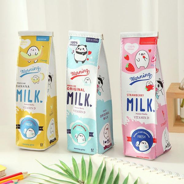 

pencil case pu leather zipper closure cute stationery novelty pouch cartoon printed pen school for girl @m23 bags