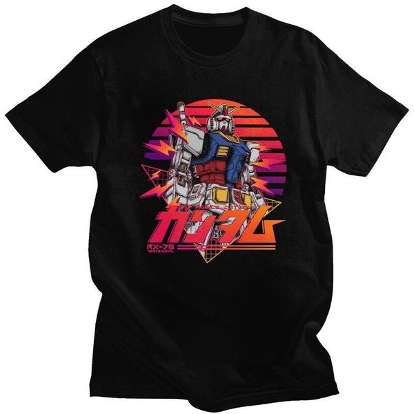 

men's t-shirts retro gundam rx-78 t shirt men short sleeve cotton t-shirt anime mech robot manga mecha japan harajuku gunpla tee fashio, White;black