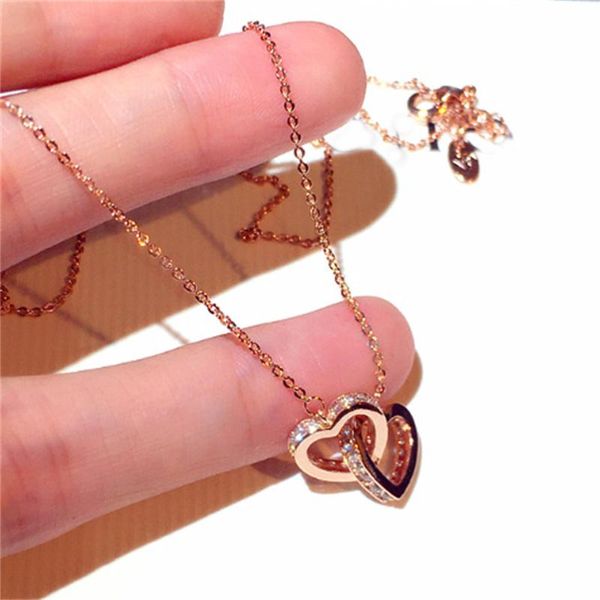 

pendant necklaces fashion design heart rhinestone clavicle jewelry, Silver