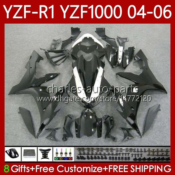 YAMAHA YZF R 1 1000 CC YZF1000 YZF-R1 2004 2005 2006 OEM Vücut 89no.102 Beyaz Siyah YZF R1 1000CC 2004-2006 YZF-1000 YZFR1 04 05 06 Motosiklet Fairing