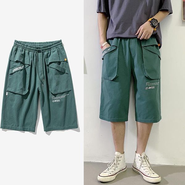 

2021 men streetwear cargo shorts summer hip hop shorts men joggers sweatshorts knee length short pants, White;black