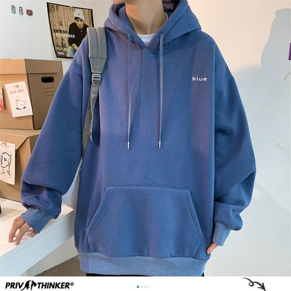 

privathinker 7 colors men hoodies fashion blue letter printed couple oversized sweatshirts korean man casual pullovers 201104, Black
