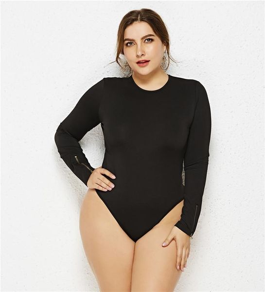 

coldker fashion long sleeves women's rompers female bodycon clothes bodysuit plus size ladies autumn clothes slim fit jumpsuit, Black;white