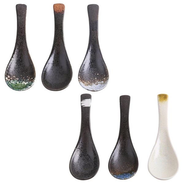 

spoons 6pcs ceramic soup rice eating useful feeding kitchen supplies