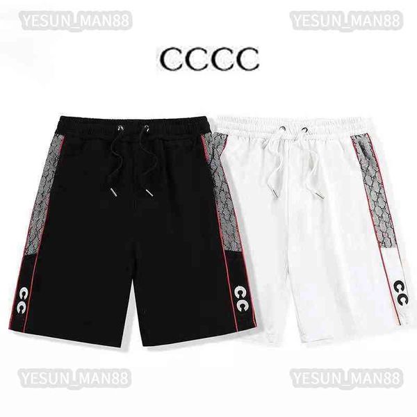 

designer luxury cc classic summer side double g-stripe ribbon capris versatile drawstring mens womens sports shorts beach pants, Black