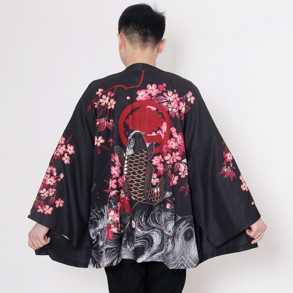 Abbigliamento etnico Kimono uomo tradizionale giapponese cardigan maschile Harajuku streetwear costume samurai Yukata Haori taglie forti