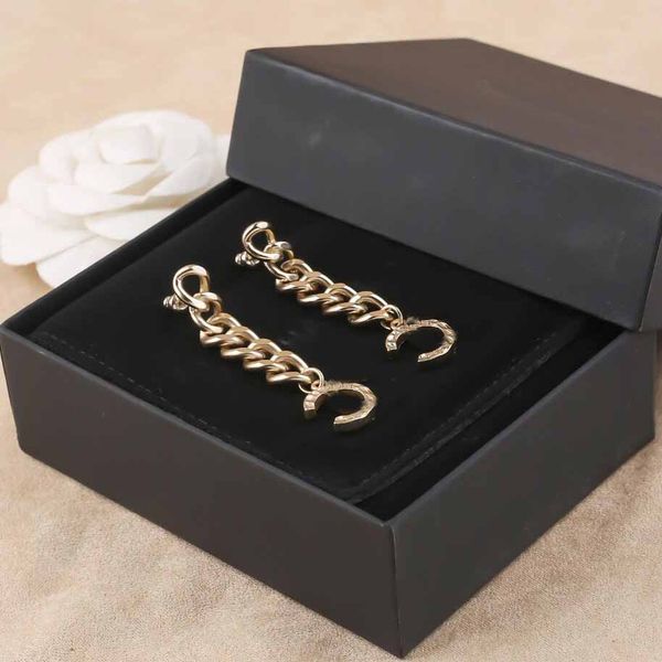 

2021 chain drop earring for women engagement jewelry gift with box ps4117, Golden