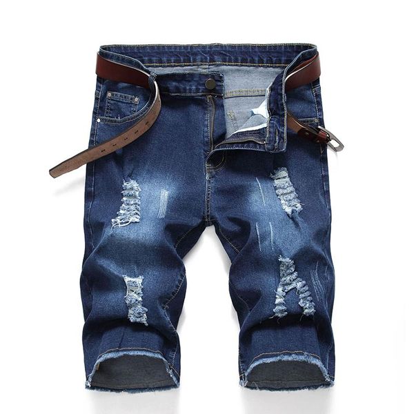 

men's jeans short cotton straight blue casual summer style dim denim shorts high quality