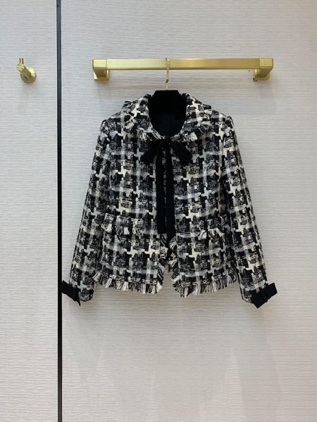 

women's jackets 2021 ladies fashion long sleeve lapel bow decorated jacket 1113, Black;brown