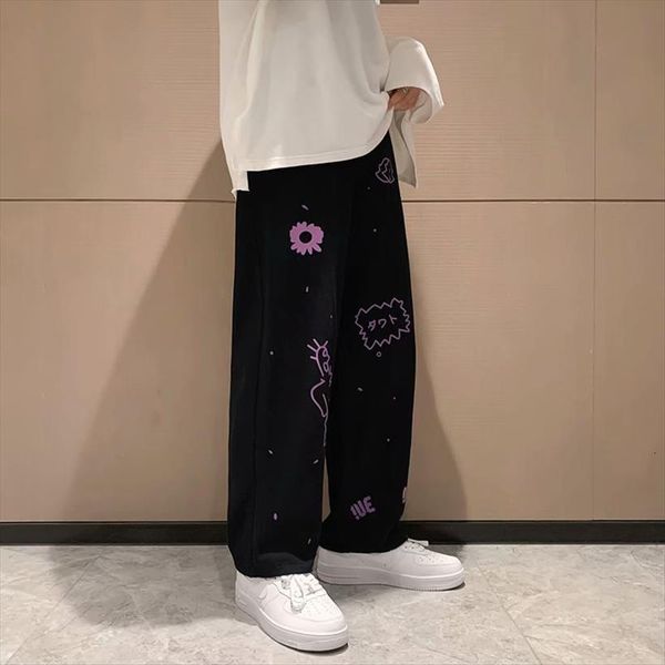 

loose straight wide leg baggy women pant vintage ruffian handsome versatile original japanese streetwear sell, Black