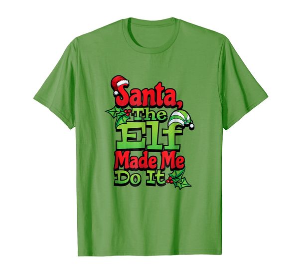 

santa the elf made me do it matching family xmas shirt gift, White;black