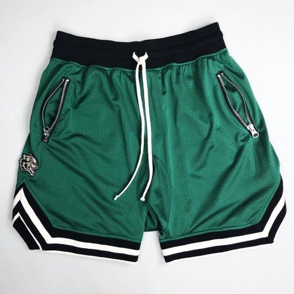 

men's shorts summer thin mesh sports muscle brothers running basketball training breathable fitness pants, White;black