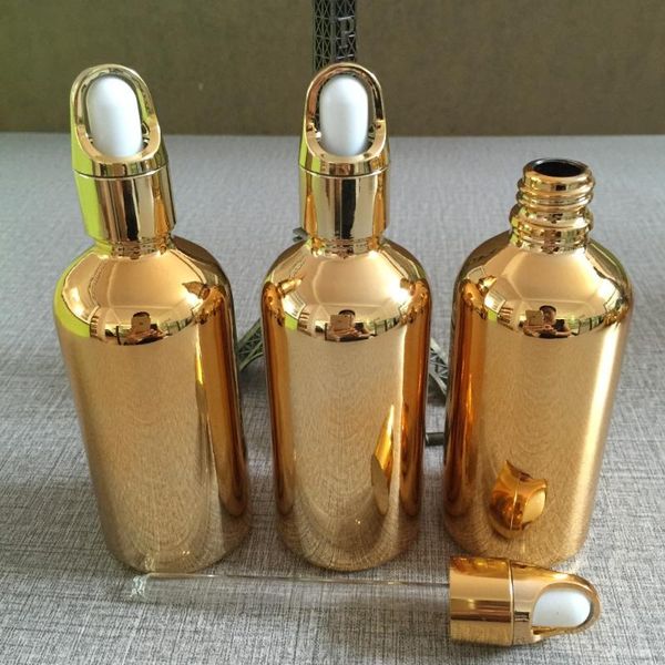 

storage bottles & jars 140pcs 100ml high temperature gold plated refillable empty dropper bottle,basket cap glass essential oil bottle,perfu
