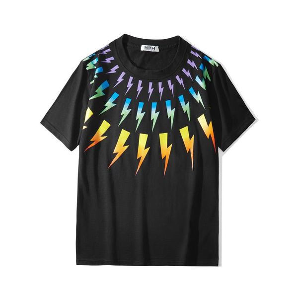 

2021 summer shirt rainbow t-shirt short-sleeved t-shirt sleeve street men's shirt new stripe casual tees short s-xxl fashion scror, Black