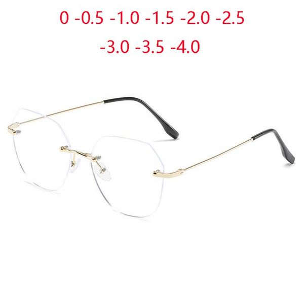 

sunglasses ultralight borderless anti blue light nearsighted glasses finished women big face rimless short-sight eyewear 0 -0.5 -1.0 t0 -4, White;black