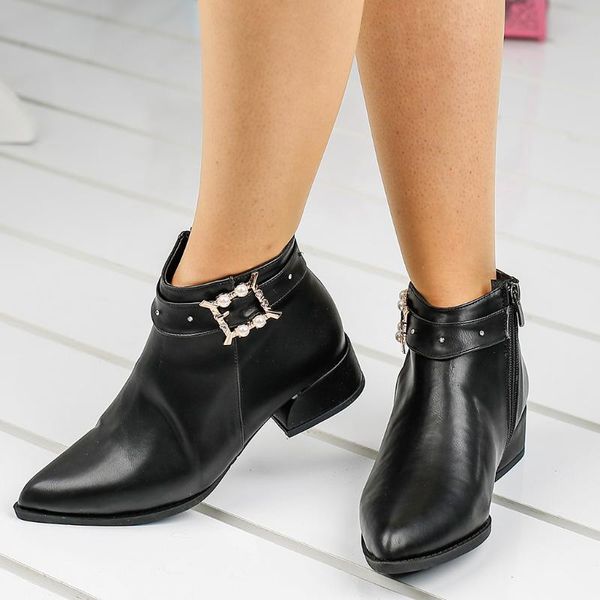 

boots ayakland 631-01 daily 3 cm heel lady skin shoes, Black