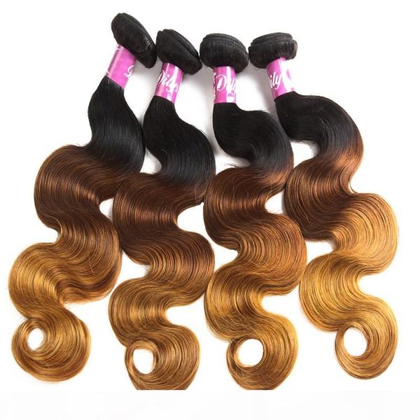 

body wave human hair extensions 3 or 4 bundles brazilian 100% unprocessed human hair weft ombre three tone 8-28inch, Black