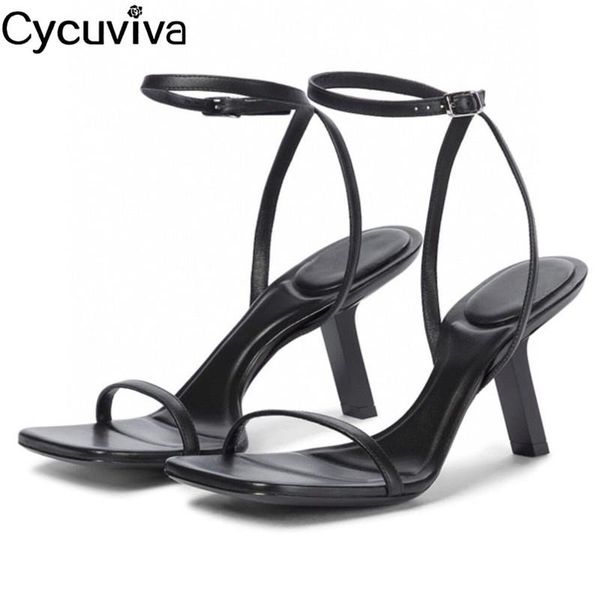 

dress shoes summer ankle strap leather gladiator sandals women square toe mules brand party high heel black sandalias mujer 2021