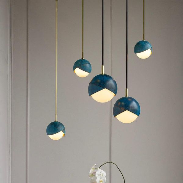 

pendant lamps creative blue art light wrought iron industrial lighting hanging lamp loft bedroom cafe bar decor led