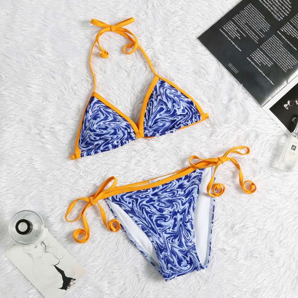 

letter triangle bag squeeze rope bikini split swimsuit, White;black