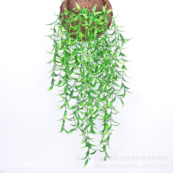

[new] artificial green leaf decoration rattan wall-mounted trimeresurus wedding plant wall with wood willow rattan willow