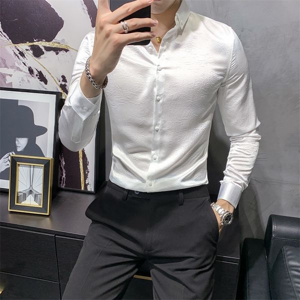 

2021 the whole fine-tuning business formal wear blouse long-sleeve new men's fashions 6avs, Black;brown