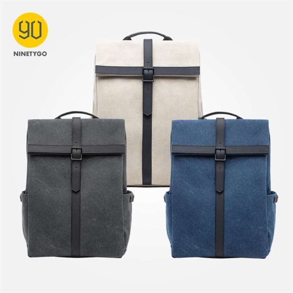 90 Ninetygo Moedor Oxford Backpack Casual 15,6 polegadas Bolsa de laptop British Estilo Bagpack para homens Mulheres Escola Meninos Meninas 210929