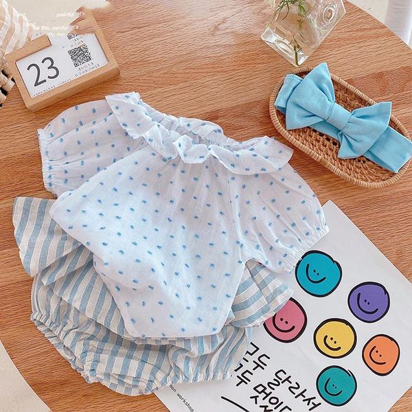 

clothing sets baby girl clothes born set stiped +shorts+headband outfit summer suits, White