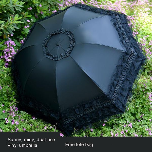 

umbrellas korea white black lace umbrella rain women folding uv protection christmas sun women's parasol ultra light goddess