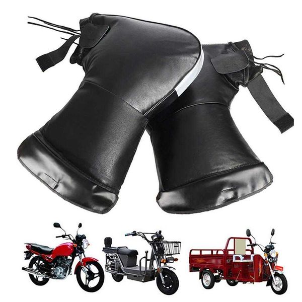 Motorrad Lenker Mit Reflektierende Streifen Winddicht PU Winter Dicke Warme Lenker Muffs Thermische Abdeckung Handschuhe Universal H1022