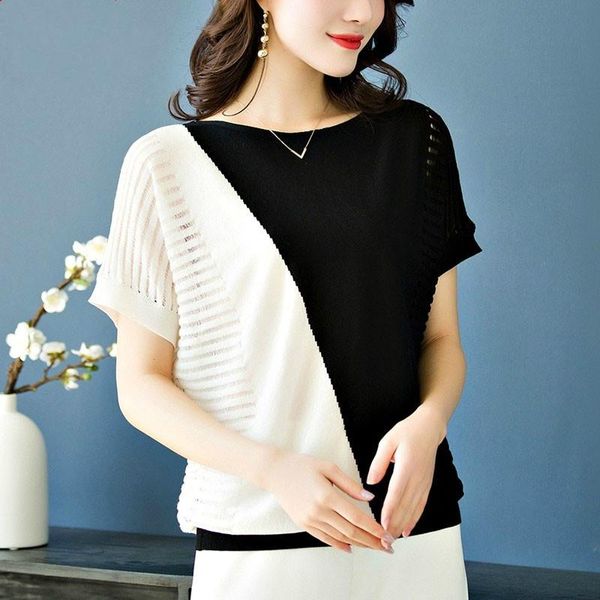 

ice silk bat shirt female short-sleeved female large size, White