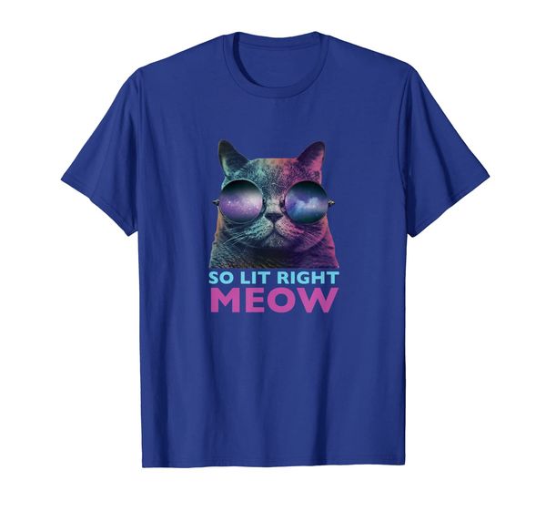 

So Lit Right Meow Cat | Cool EDM Galaxy Glasses Shirt, White;black