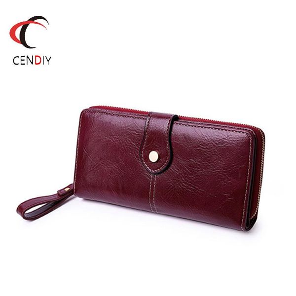 

wallets 2021 brand zipper ladies purse leather wallet women long coin card holder clutch female phone bag, Red;black