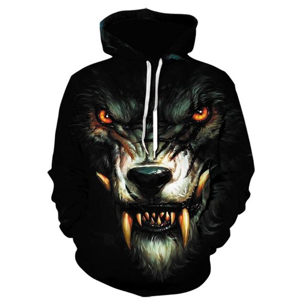 

men's hoodies & sweatshirts 2021 domineering cold and fierce handsome wild wolf print casual style hoodie 3d printing women's chil, Black