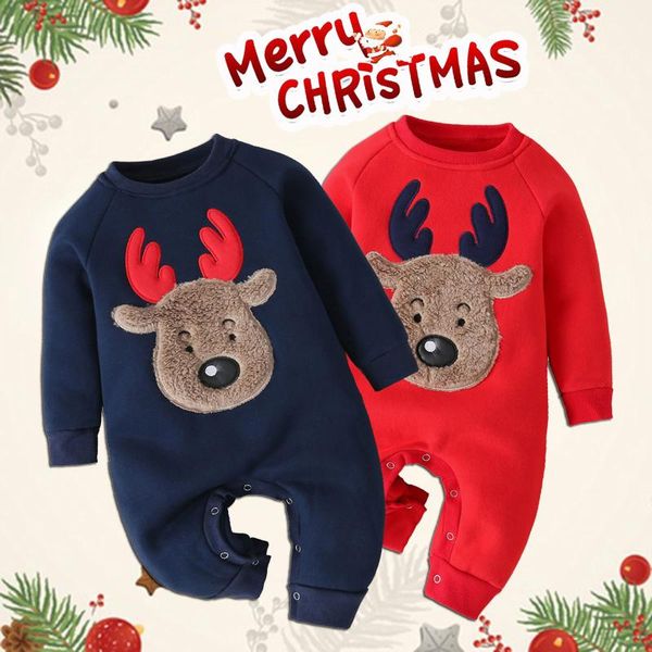 

jumpsuits born romper jumpsuit infant baby autumn winter boy girl fashion long sleeve christmas deer keep warm crew neck clothes, Blue