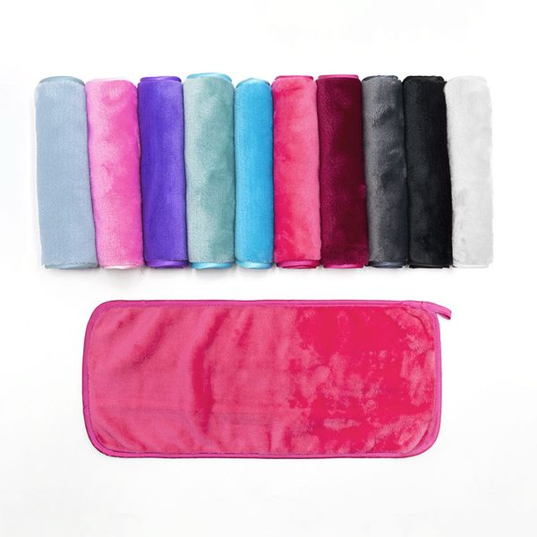 Flanell-Make-up-Entferner-Handtuch, wiederverwendbare Mikrofaser-Reinigungstücher, 20 x 40 cm, Rosa, Blau, Lila