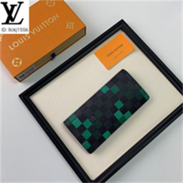 

clutches brand long designer luxury compact pu1l n62665 wallets green mosaic evening plaid chain men's wallet purse men real leather ke, Red;black