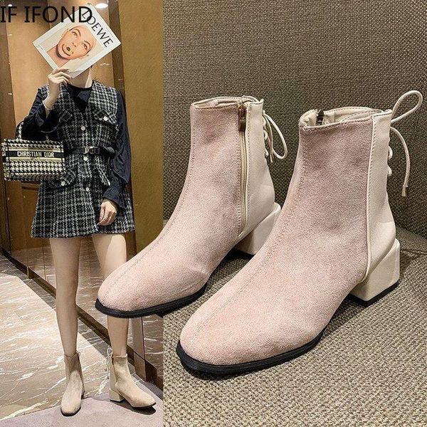 

boots if ifond fashion dinner party ankle platform autumn winter quality flock comfort women shoes zapatos de mujer 2021, Black