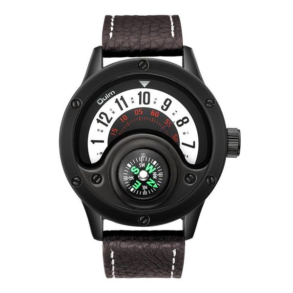

wristwatches turntable dial compass unique men watches creative watch male clock leather strap fashion quartz wrist relogio masculino, Slivery;brown