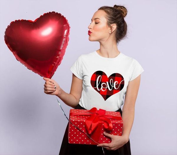 

valentine tshirts love heart womens graphic fashion harajuku short sleeve white day