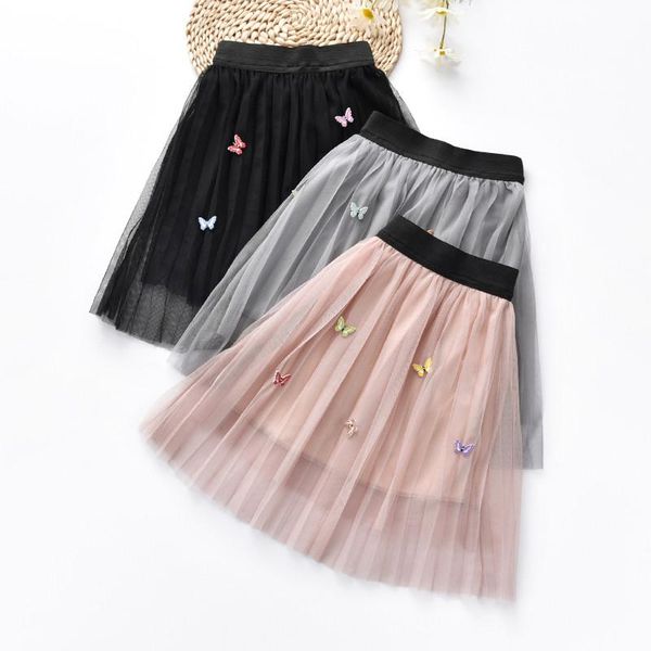 

skirts girls mesh summer autumn children clothing 3d butterfly patchwork princess skirt party pleated baby 2802, Blue