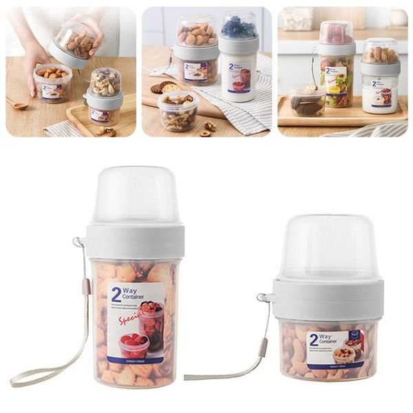 

double layer storage box nuts cookie sealed jars dry wet separation sealed for fruits salad container box