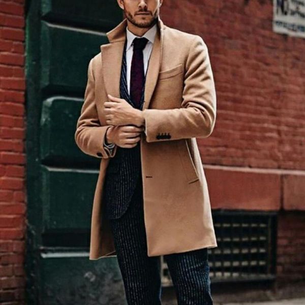 

men's trench coats coat men single-breasted turn-down collar autumn british overcoat formal thermal casual business, Tan;black