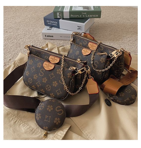 

women bags favorite leather fashion handbags multi pochette accessoires purses flower mini 3pcs crossbody shoulder bag letter print
